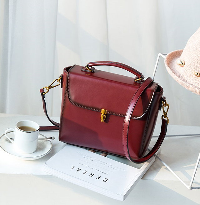 New Vintage Antique Leather Mini Bag Cross Bag - N