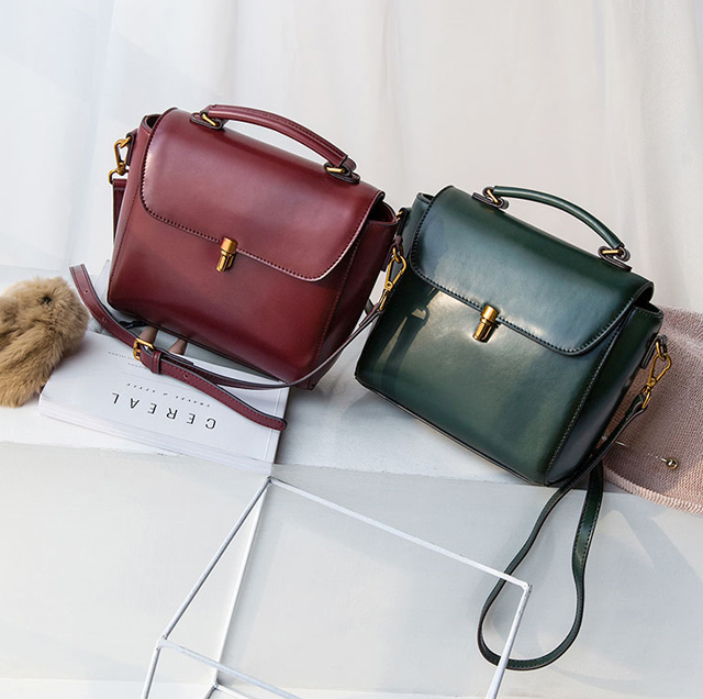 New Vintage Antique Leather Mini Bag Cross Bag - N