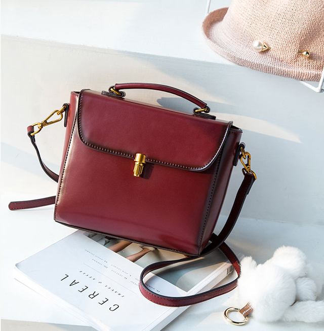 New Vintage Antique Leather Mini Bag Cross Bag - N