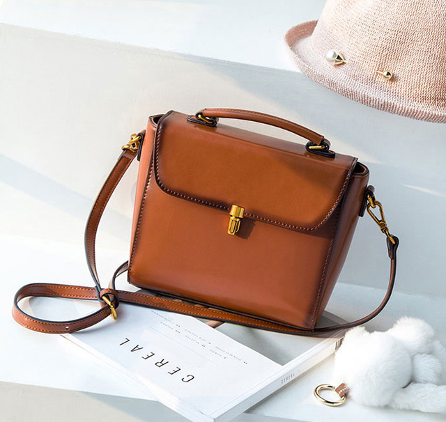 New Vintage Antique Leather Mini Bag Cross Bag - N