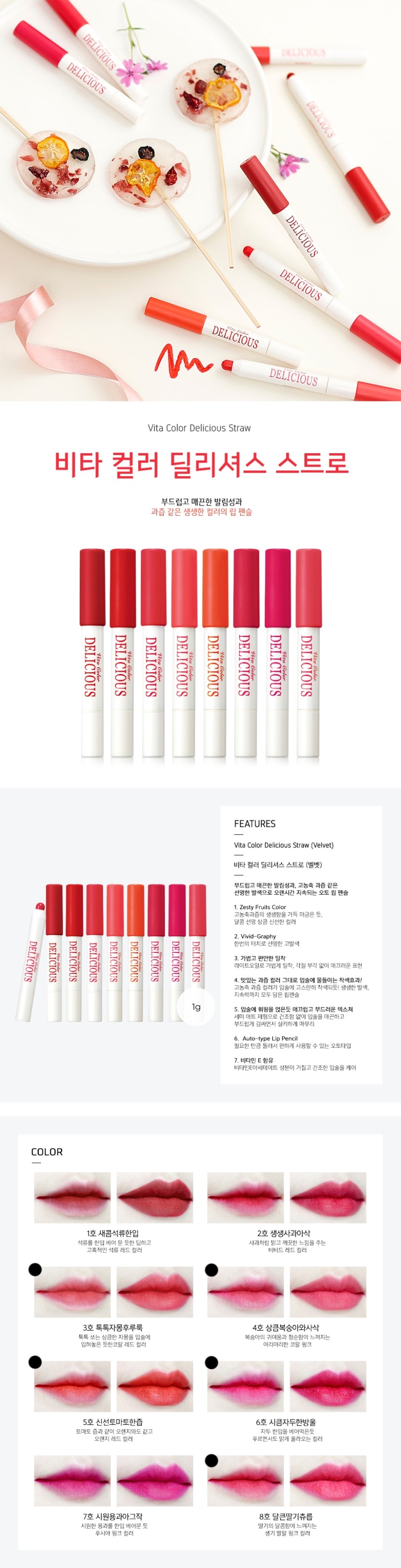 Skin Food Vita Color Delicious Straw 1g Lip Pencil