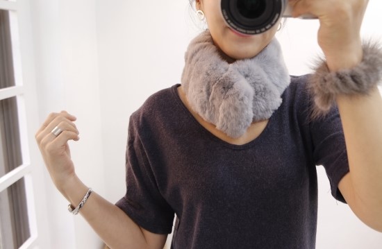 2017FW Rabbit Fur Magnet Shawl Rex Fur Muffler Fur