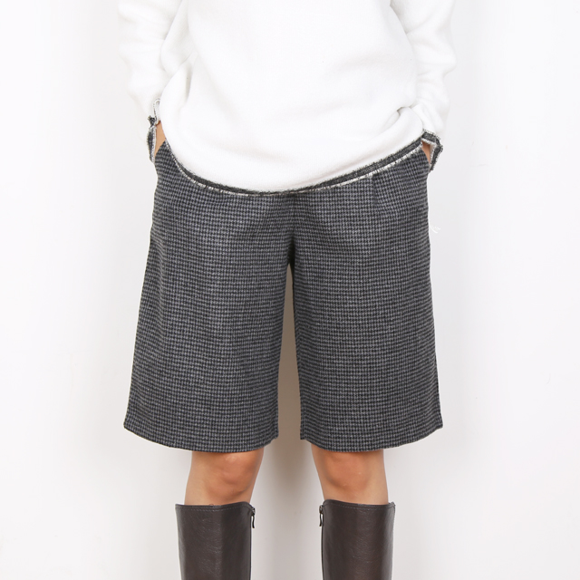 Women Short Pants Check wool suit 5 pcs shorts F, 
