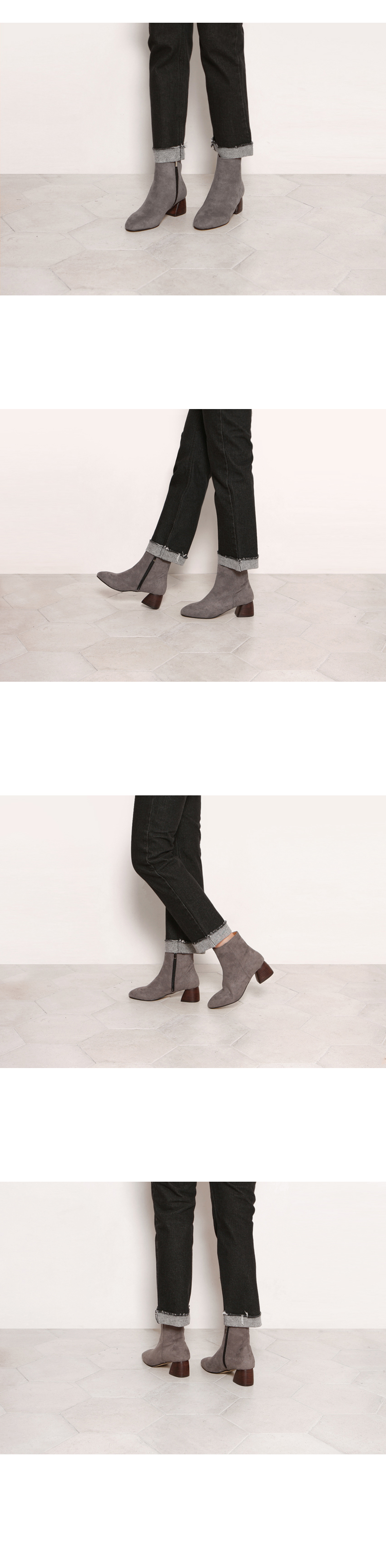 Suede mid-heel angle boots