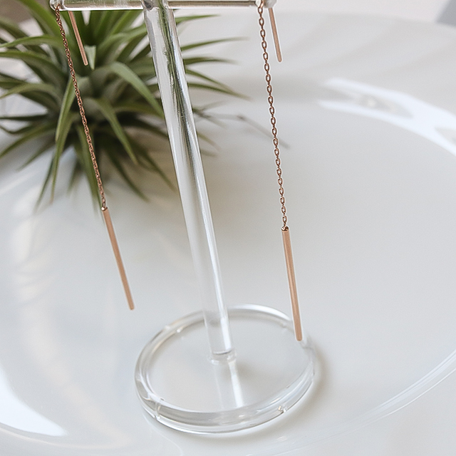 <b><p>Suical Steel chain Long drop earrg Rose Gold</p></b><b><p>サージカルスチール チェーン ロングドロップ イヤリ ローズゴド ホワイト 無変色</p></b><br /><br /><p align='center'>