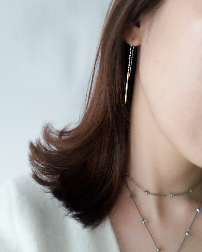 <b><p>Suical Steel chain Long drop earrg Rose Gold</p></b><b><p>サージカルスチール チェーン ロングドロップ イヤリ ローズゴド ホワイト 無変色</p></b><br /><br /><p align='center'>