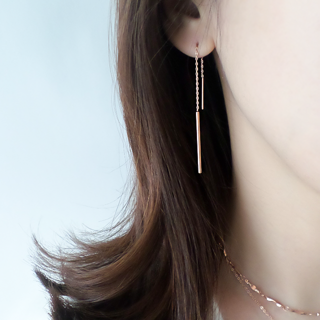 <b><p>Suical Steel chain Long drop earrg Rose Gold</p></b><b><p>サージカルスチール チェーン ロングドロップ イヤリ ローズゴド ホワイト 無変色</p></b><br /><br /><p align='center'>