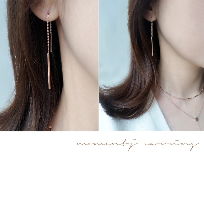 <b><p>Suical Steel chain Long drop earrg Rose Gold</p></b><b><p>サージカルスチール チェーン ロングドロップ イヤリ ローズゴド ホワイト 無変色</p></b><br /><br /><p align='center'>