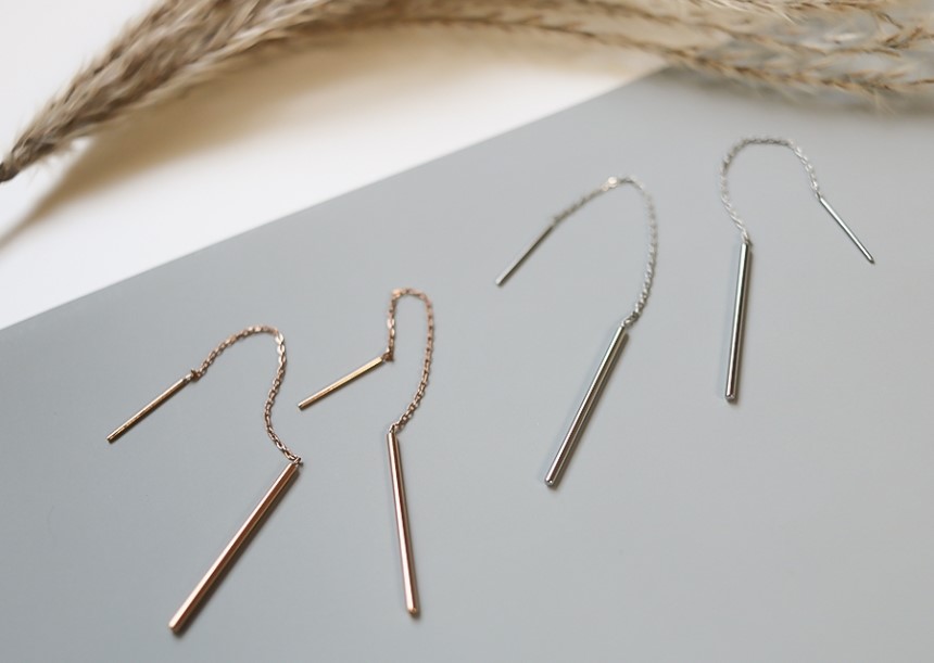 <b><p>Suical Steel chain Long drop earrg Rose Gold</p></b><b><p>サージカルスチール チェーン ロングドロップ イヤリ ローズゴド ホワイト 無変色</p></b><br /><br /><p align='center'>