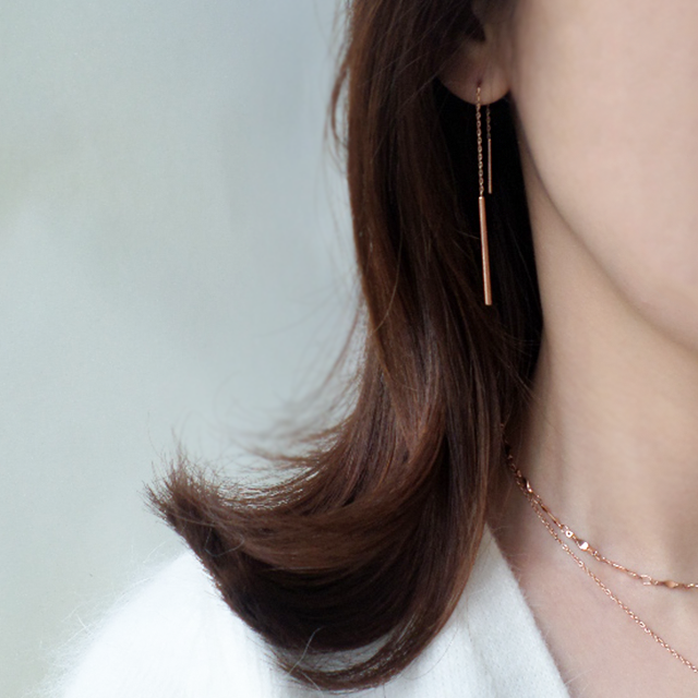 <b><p>Suical Steel chain Long drop earrg Rose Gold</p></b><b><p>サージカルスチール チェーン ロングドロップ イヤリ ローズゴド ホワイト 無変色</p></b><br /><br /><p align='center'>