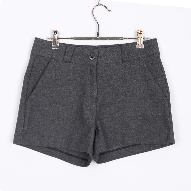 Women Short Pants Herringbone check wool short 3 p