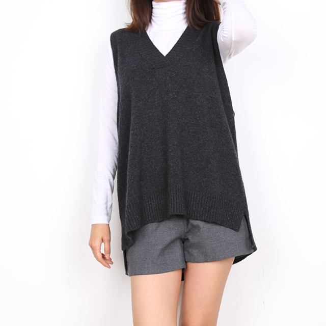 Women Short Pants Herringbone check wool short 3 p