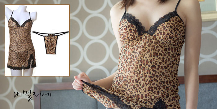s3101 Leopard Brown Sexy Slip Leopard Pattern Paja