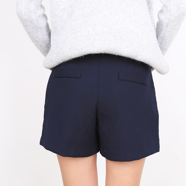 Women Short Pants Herringbone check wool short 3 p