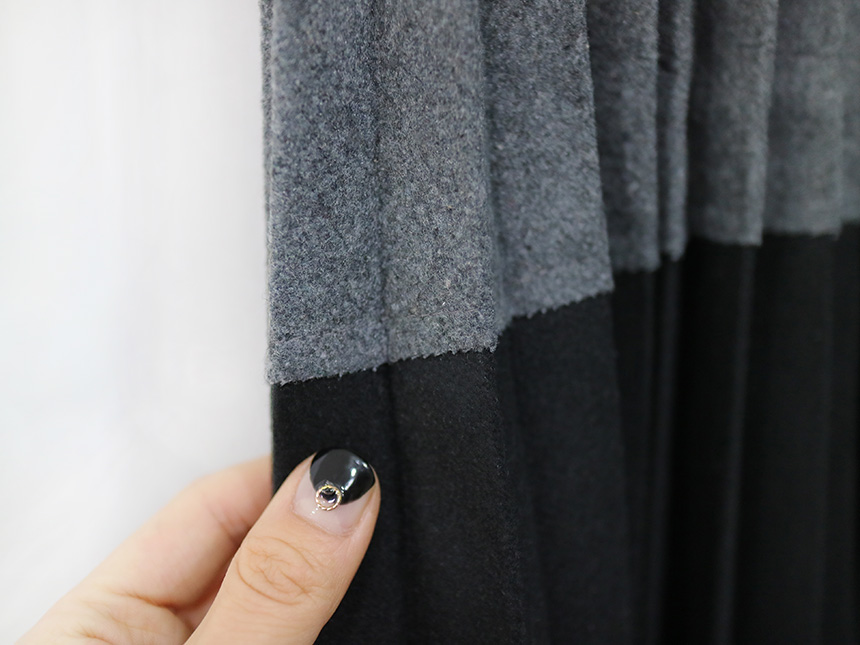 Colored woolen pleats Long skirt Winter banding Pl