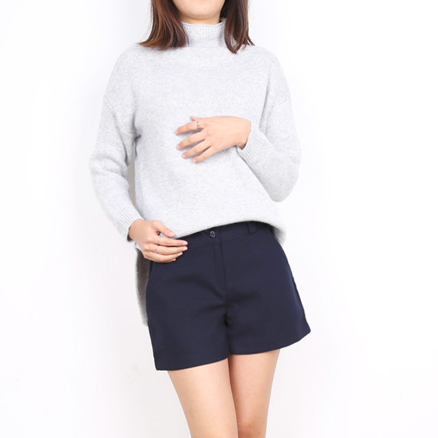 Women Short Pants Herringbone check wool short 3 p