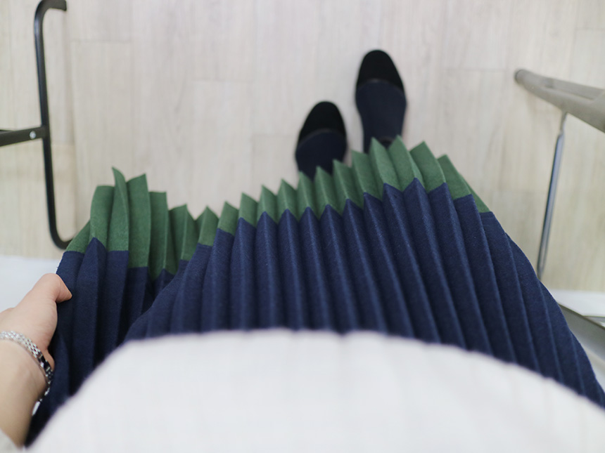 Colored woolen pleats Long skirt Winter banding Pl