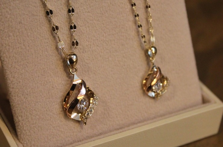 14K 18K Wave Water Drop Necklace 14k Women 14k Cha