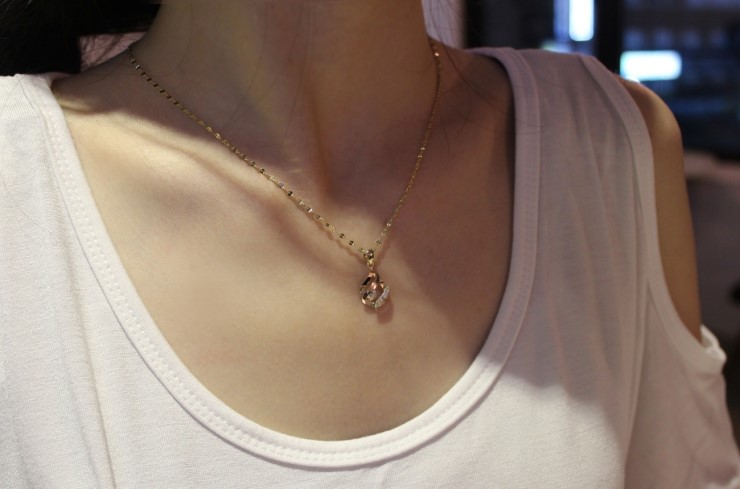 14K 18K Wave Water Drop Necklace 14k Women 14k Cha