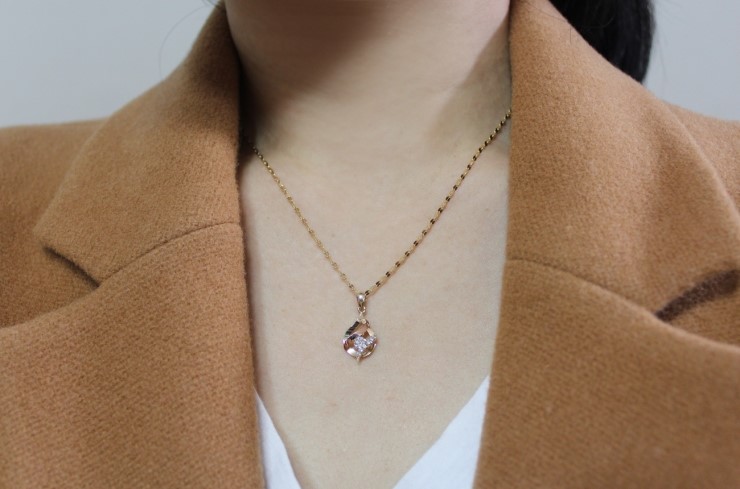 14K 18K Wave Water Drop Necklace 14k Women 14k Cha