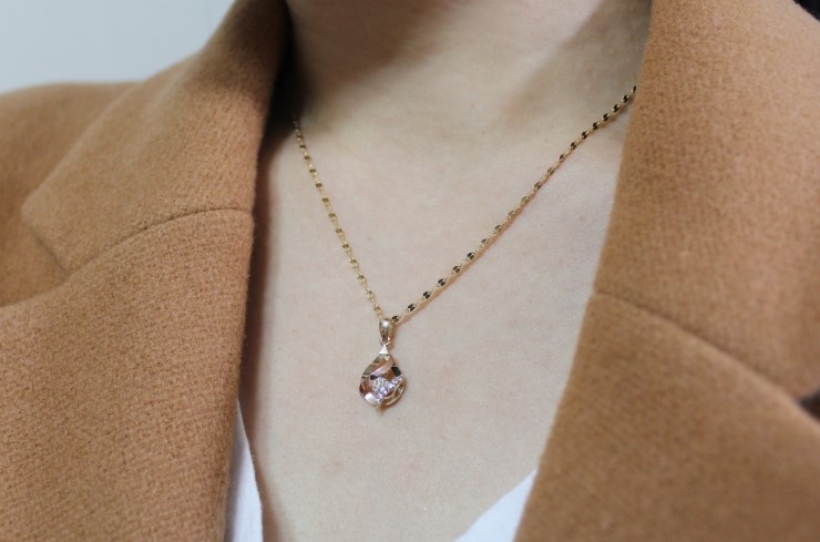 14K 18K Wave Water Drop Necklace 14k Women 14k Cha