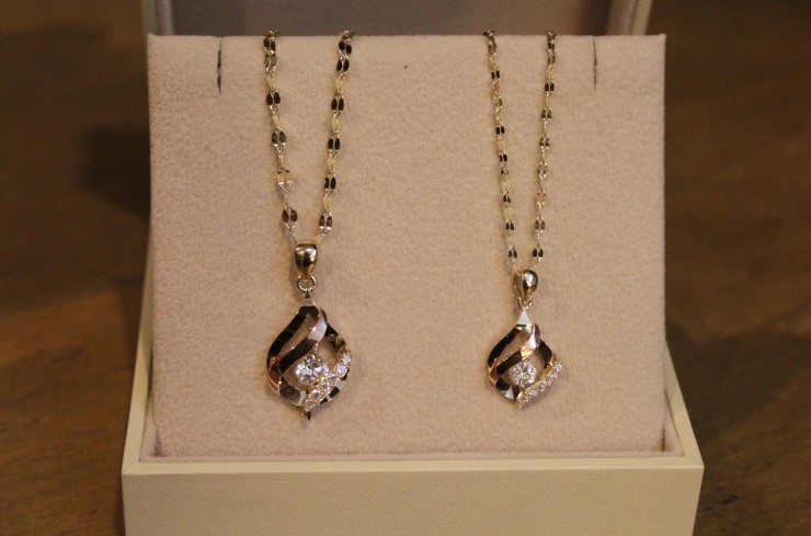 14K 18K Wave Water Drop Necklace 14k Women 14k Cha