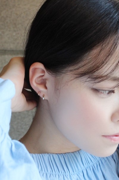 14K 18K mini ring earrings 14k one touch 14k gold 