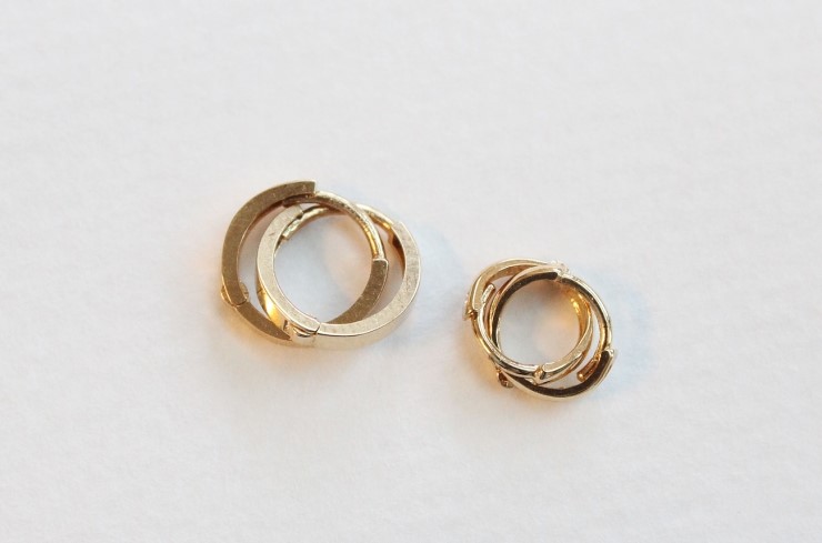 14K 18K mini ring earrings 14k one touch 14k gold 