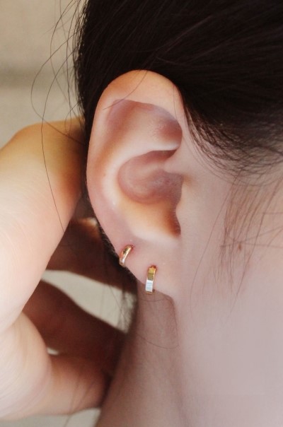 14K 18K mini ring earrings 14k one touch 14k gold 