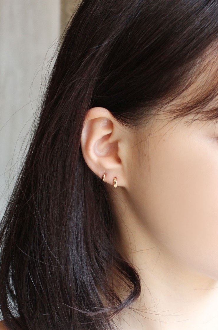 14K 18K mini ring earrings 14k one touch 14k gold 