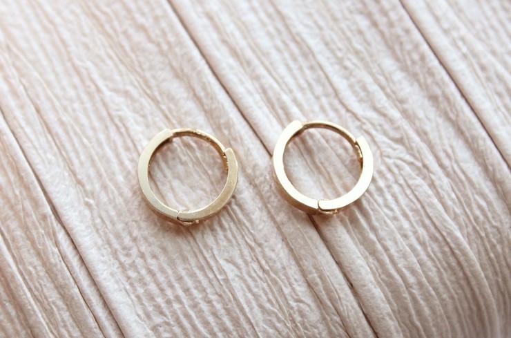 14K 18K mini ring earrings 14k one touch 14k gold 