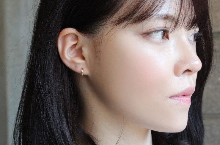 14K 18K mini ring earrings 14k one touch 14k gold 