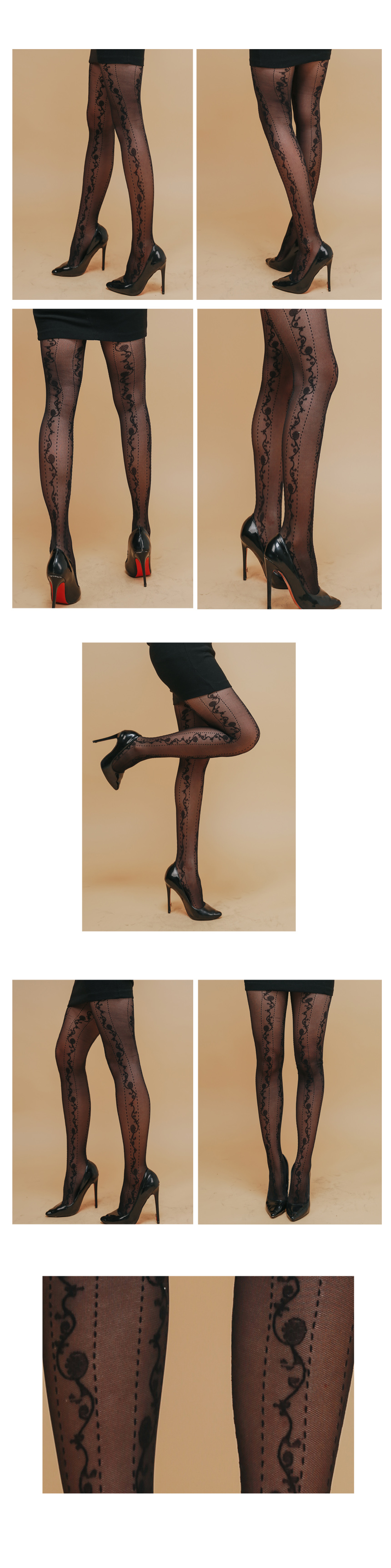 Portrait Pattern Stocking See-through Lace Sexy Cl