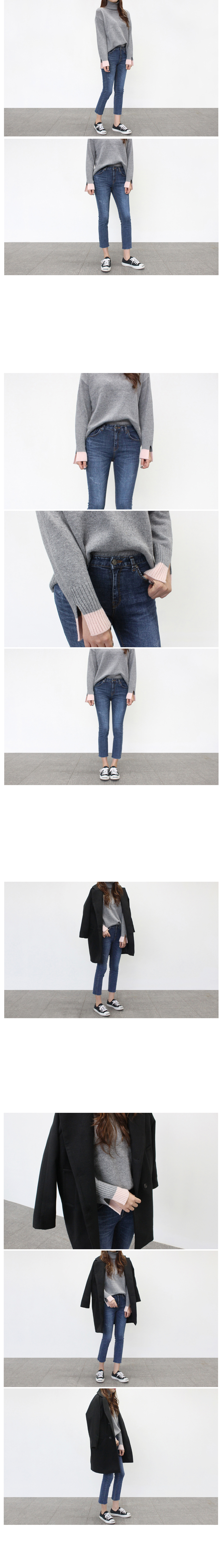 Women Jeans Pants Slim Fit Date Hem Cutting Span 9