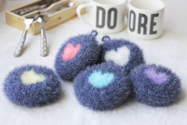 Scrubber Dish Washing Baby Heart Breadcrumbs Set 5