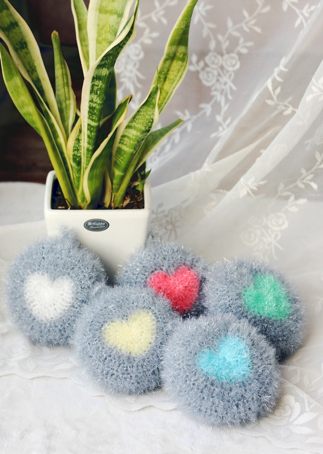 Scrubber Dish Washing Baby Heart Breadcrumbs Set 5