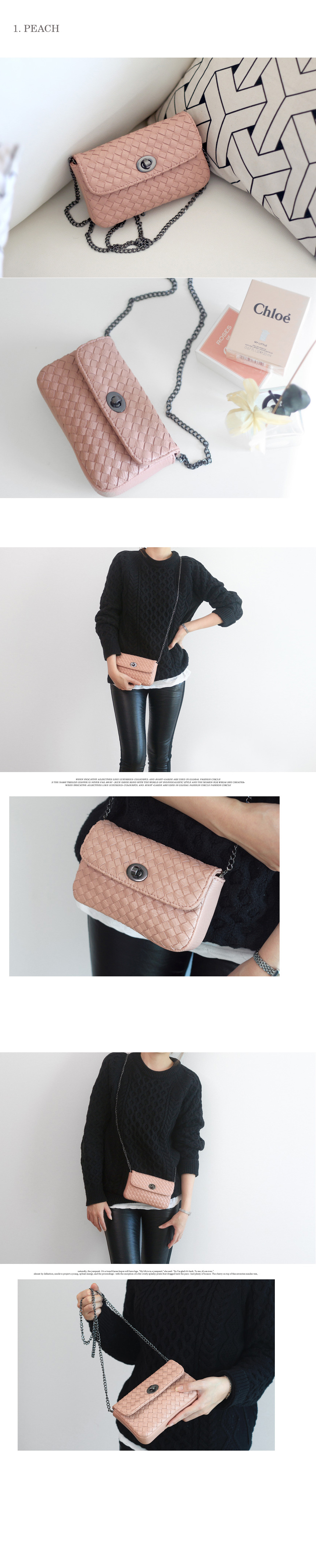 New mesh chain Round buckle mini bag 3color Cross 