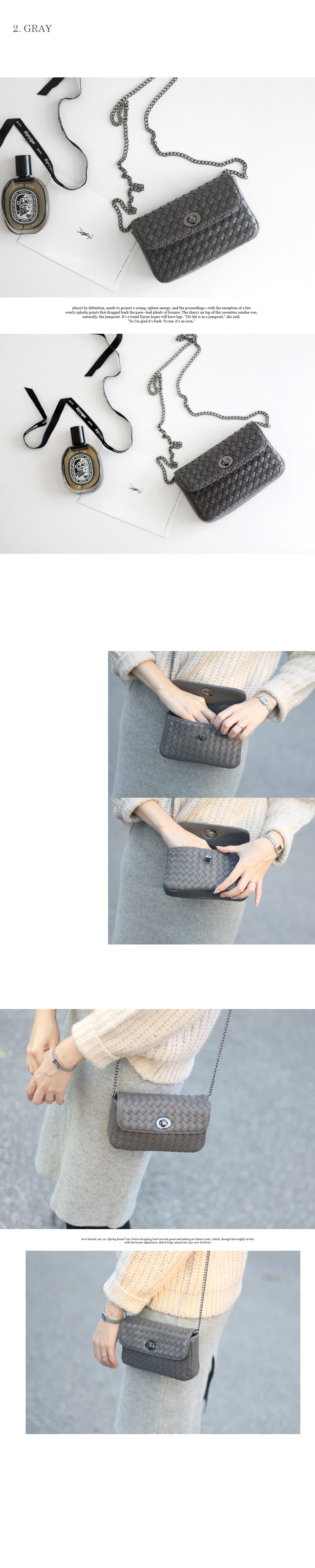 New mesh chain Round buckle mini bag 3color Cross 