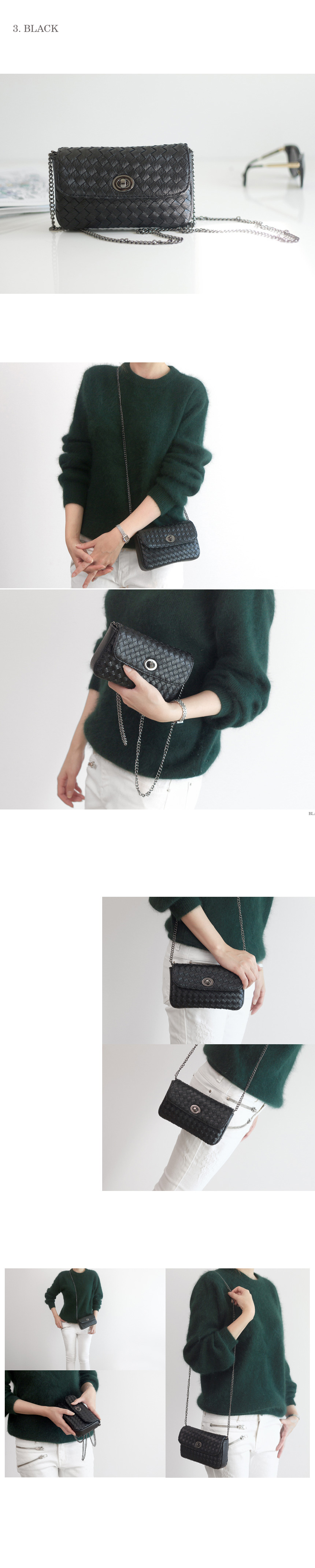 New mesh chain Round buckle mini bag 3color Cross 