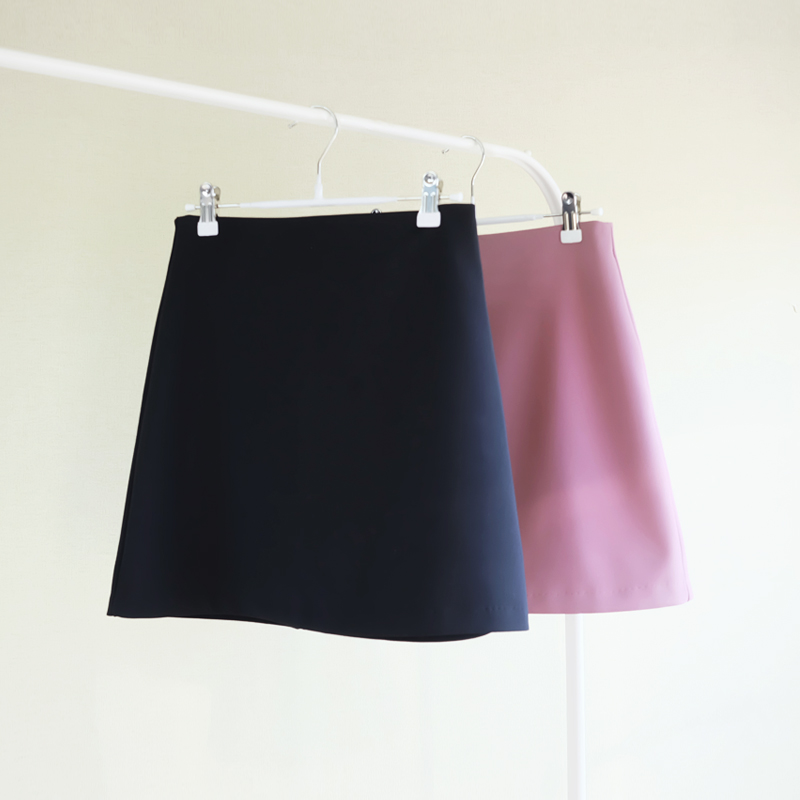 A line flare basic miniskirt skirt black hot pink 