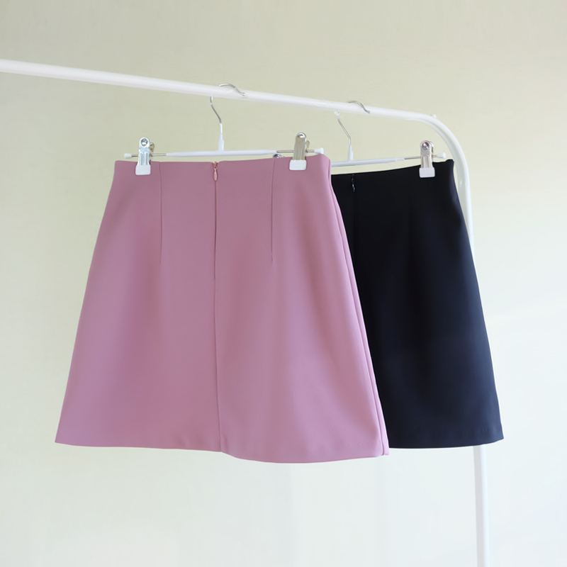 A line flare basic miniskirt skirt black hot pink 