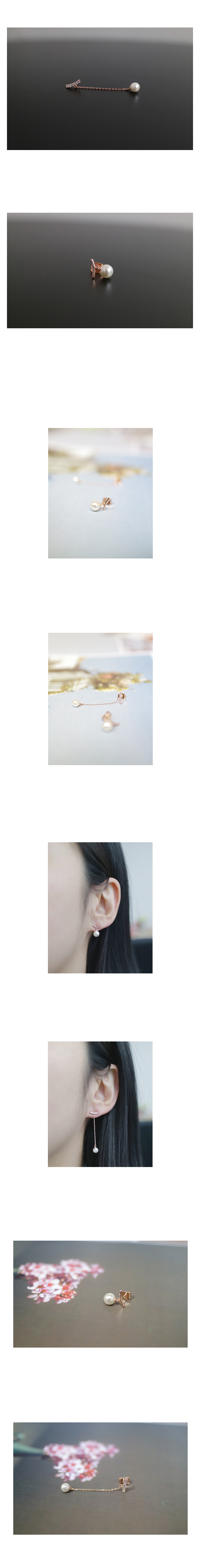 Lupinus Unbalanced Pearl Drop Earrings Pink Gold, 