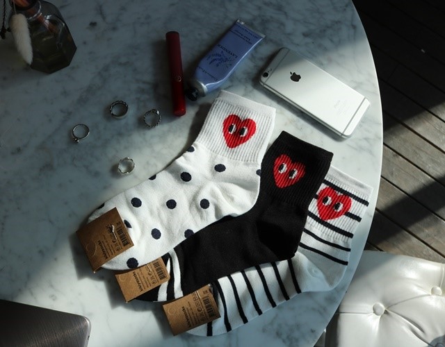 NEW SOCKS COLLECTION Daily Cotton Heart Socks 3col