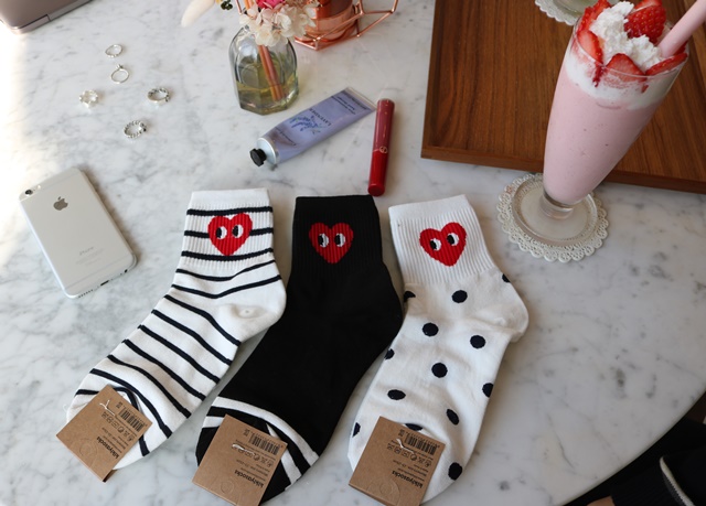 NEW SOCKS COLLECTION Daily Cotton Heart Socks 3col
