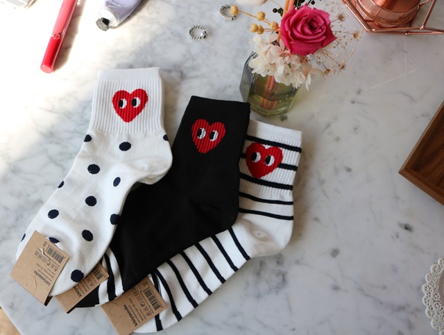 NEW SOCKS COLLECTION Daily Cotton Heart Socks 3col