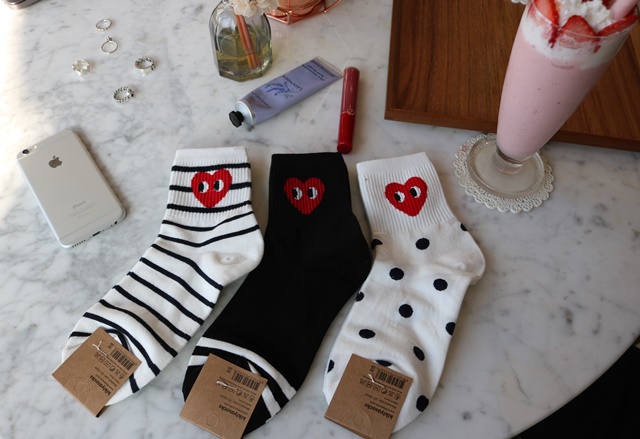 NEW SOCKS COLLECTION Daily Cotton Heart Socks 3col