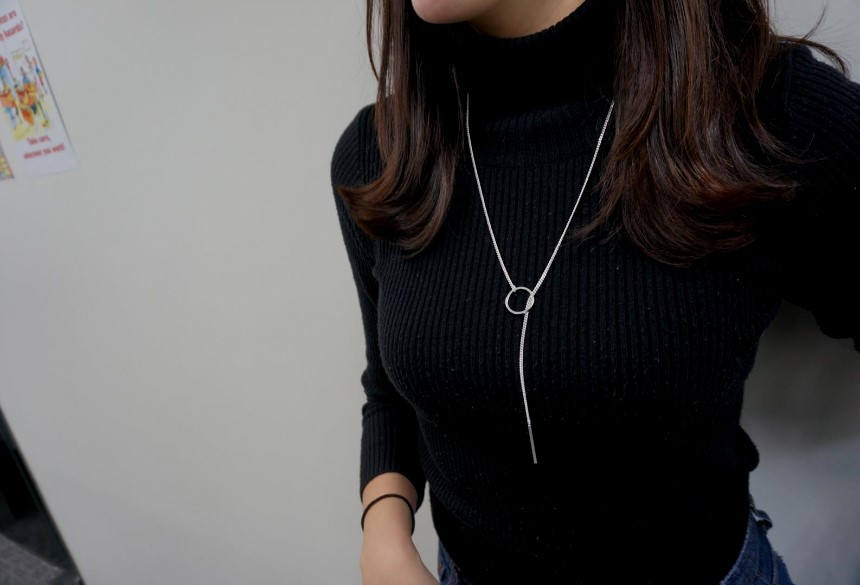 Modern ring necklace Rose gold &amp silver finishe