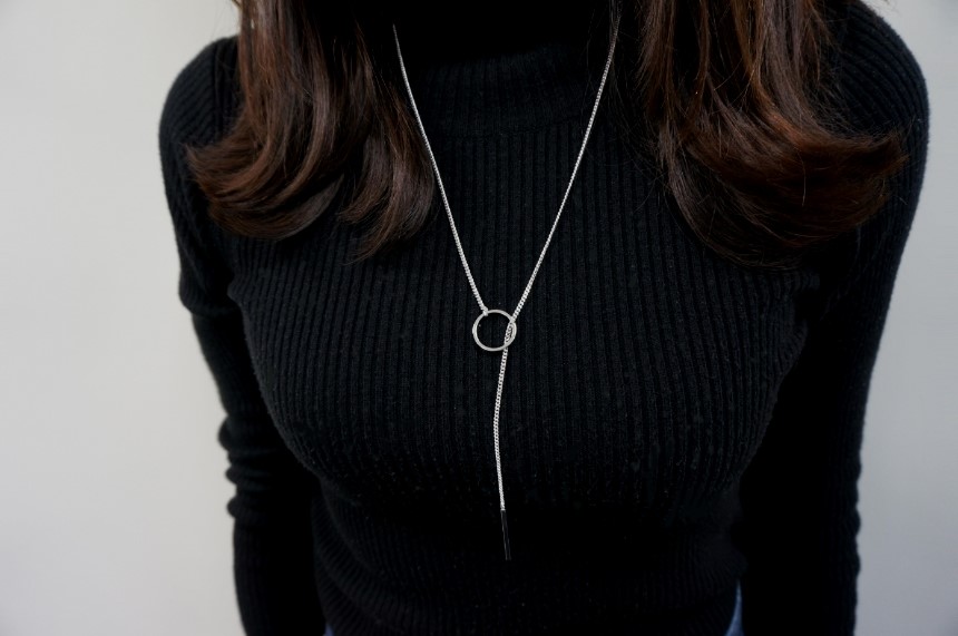 Modern ring necklace Rose gold &amp silver finishe