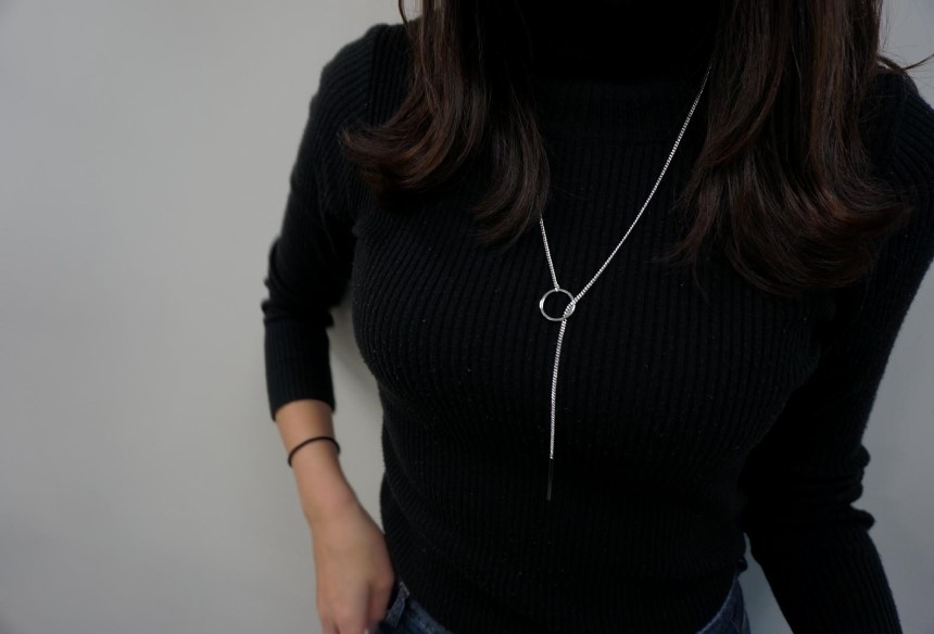 Modern ring necklace Rose gold &amp silver finishe