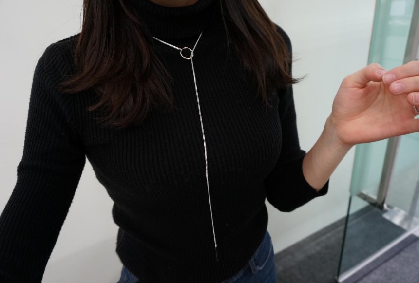 Modern ring necklace Rose gold &amp silver finishe